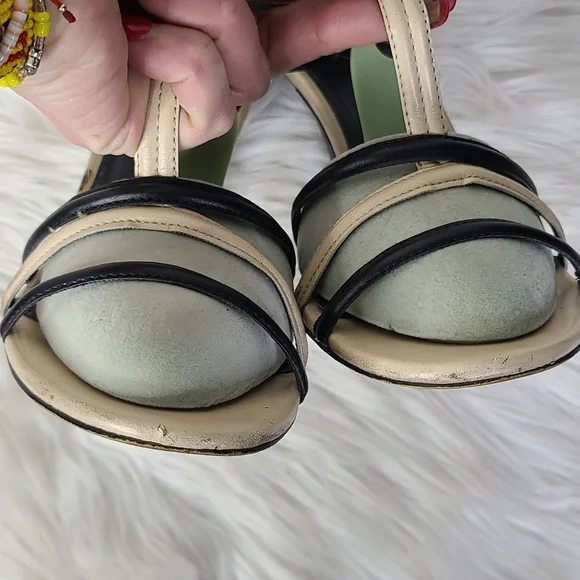 High Heel Sandals Size 9 Nude Black Strappy Classic Everyday Neutral Summer Cute - Picture 8 of 8